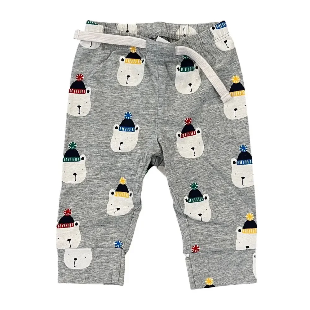 NWT GAP Baby Grey W/Polar Bear Print Bodysuit & Pull-On Pants - SIZE 3-6M